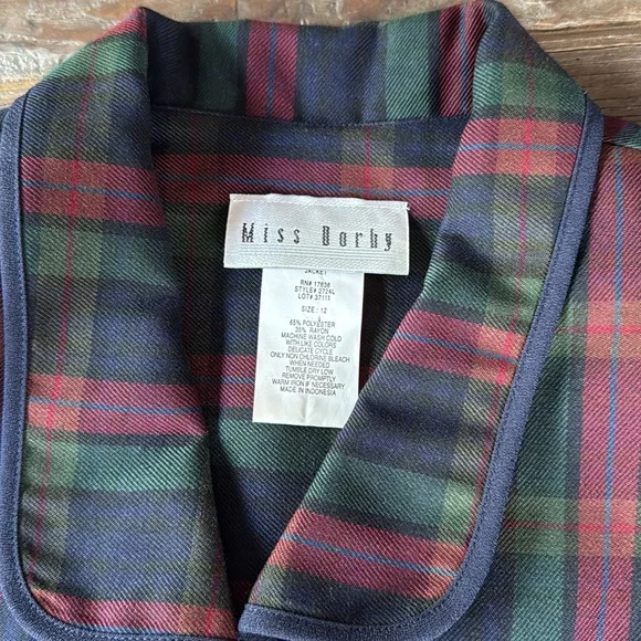 Vintage Miss Dorby dark plaid jacket EVC size 12 - Picture 8 of 12